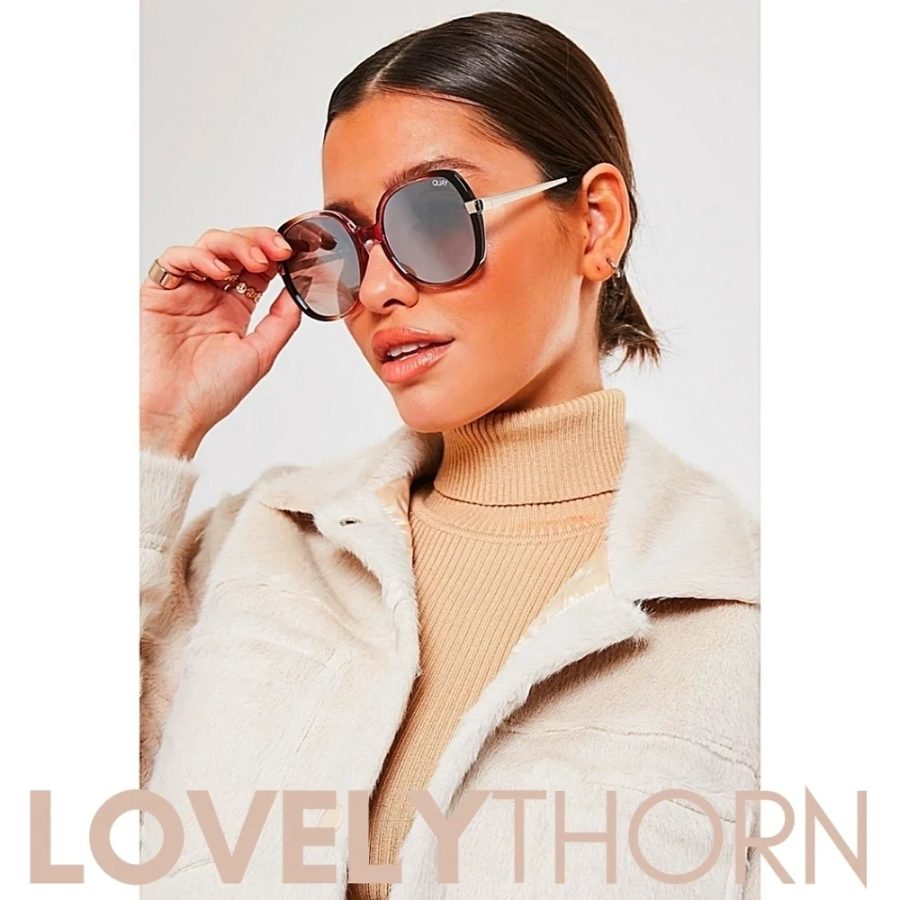 QUAY // ltd ed chrissy teigen retro-glam brown pink frames brown flash lens